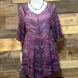 Faded Glory Multicolor Open Knit Tunic Medium